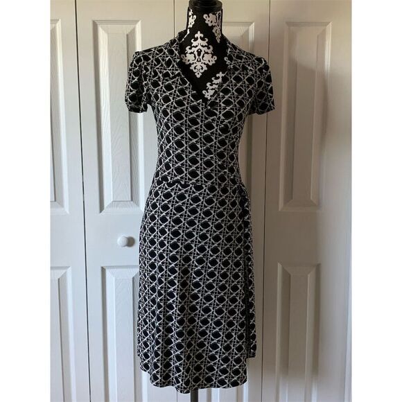 Snap Women's M Geometric Print Faux-Wrap Long Dress Multicolor - Picture 4 of 15